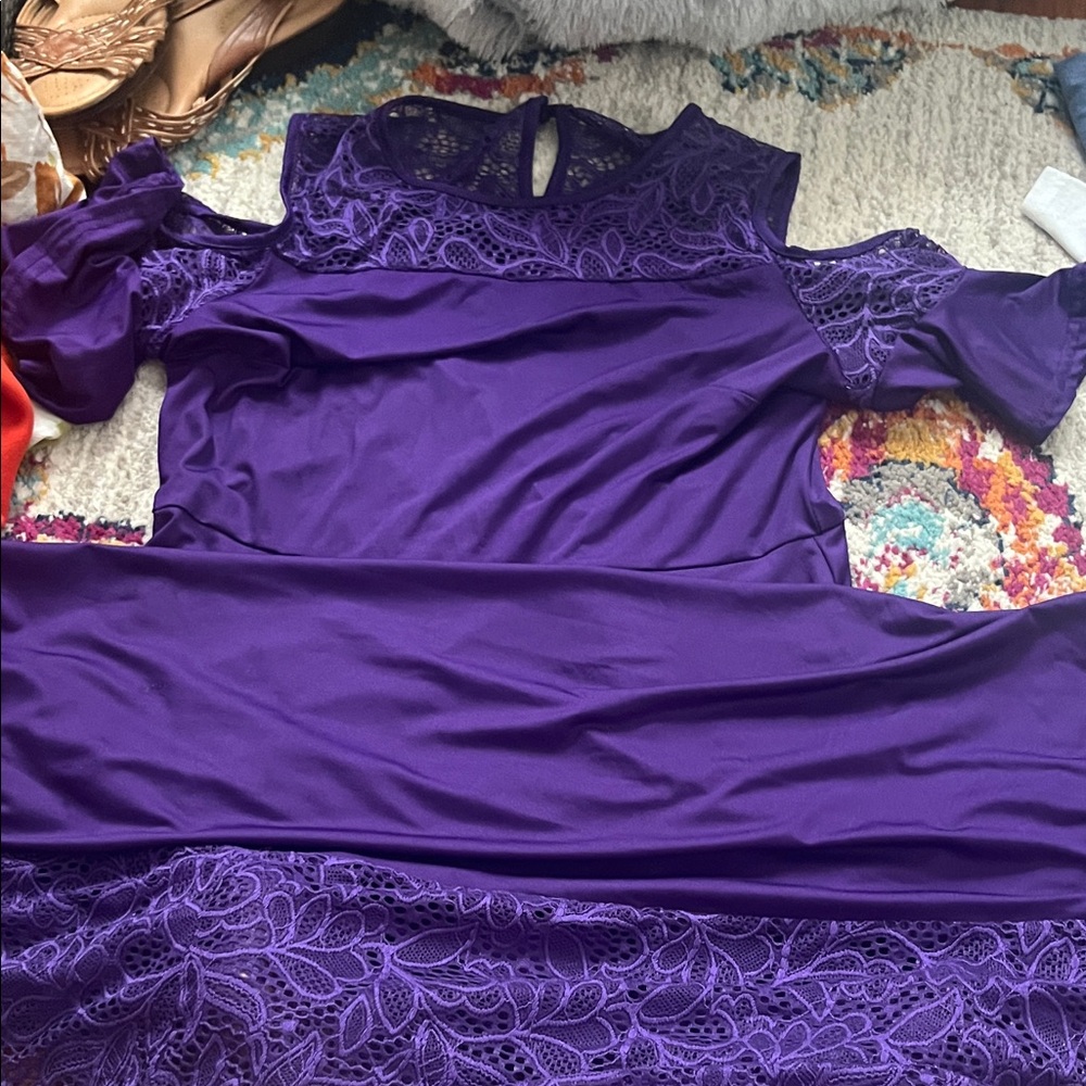 Elegant Purple Lace Dress
